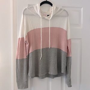 Pink Lily striped pull over with hood